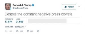 One of the many iconic 'contributions' Trump made to the language of social media (Source: Twitter)